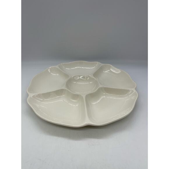 Spode Imperial White Vegetable & Dip Tray w/ Scalloped Rim - Picture 1 of 4